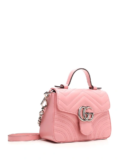 Shop Gucci Gg Marmont Mini Top Handle Bag In Pink