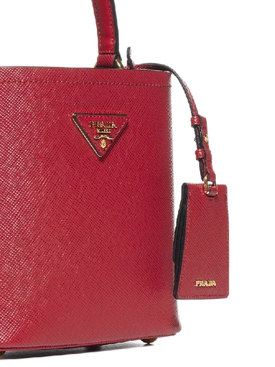 Shop Prada Panier Small Bucket Bag In Red