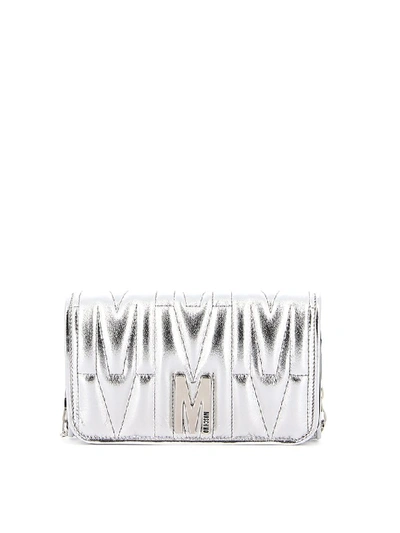 Shop Moschino Quilted Clutch Bag In Silver