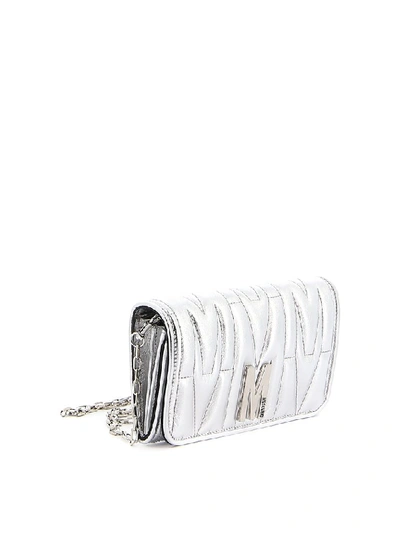 Shop Moschino Quilted Clutch Bag In Silver