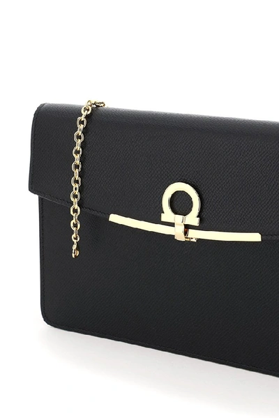 Shop Ferragamo Salvatore  Gancini Mini Clutch Bag In Black