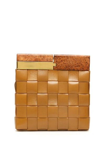 Shop Bottega Veneta Bv Snap Clutch Bag In Brown