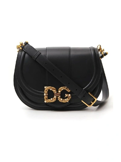 Shop Dolce & Gabbana Dg Amore Medium Shoulder Bag In Black