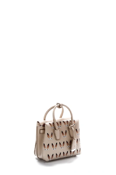 Shop Mcm Top Handle Tote Bag In Beige