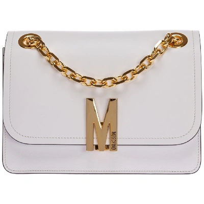 Shop Moschino M Logo Shoulder Bag In White