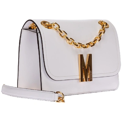 Shop Moschino M Logo Shoulder Bag In White