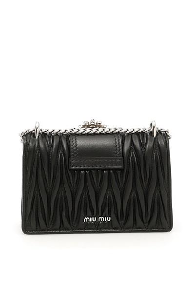 Shop Miu Miu Lady Matelassé Shoulder Bag In Black