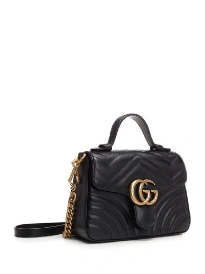 Shop Gucci Gg Marmont Mini Shoulder Bag In Black