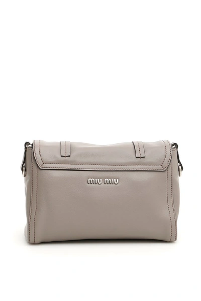 Shop Miu Miu Grace Lux Leather Shoulder Bag In Grey