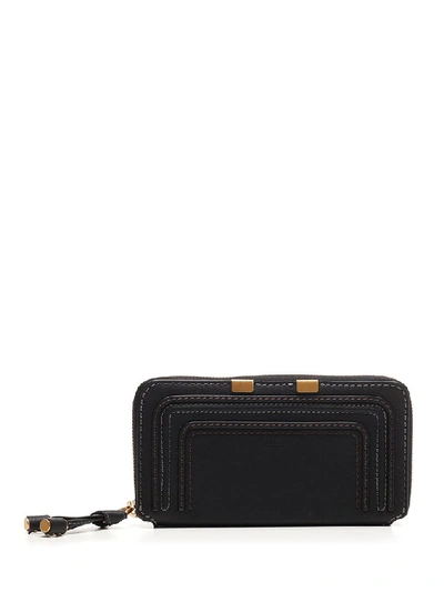 Shop Chloé Marcie Long Zipped Wallet In Black