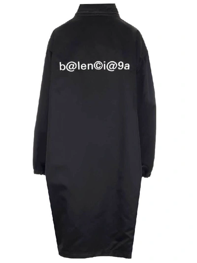 Shop Balenciaga Back Logo Raincoat In Black