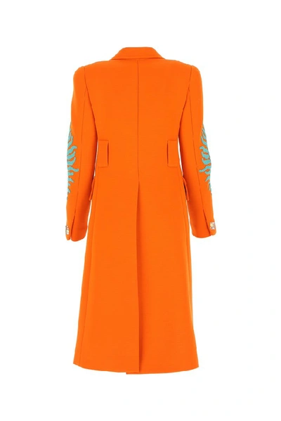Shop Prada Fern Embellished Coat In Orange