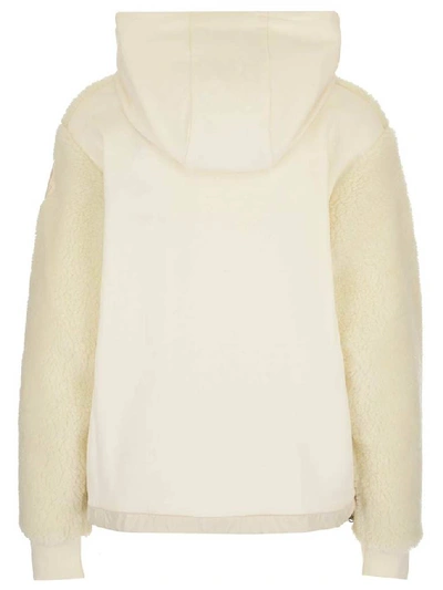 Shop Moncler Hooded Fleece Jacket In White