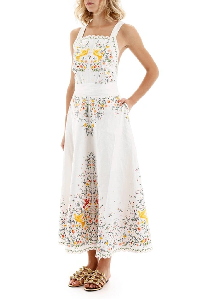 Shop Zimmermann Carnaby Embroidered Bird Dress In White