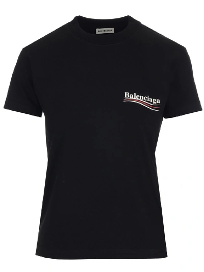 Shop Balenciaga Logo Print T In Black