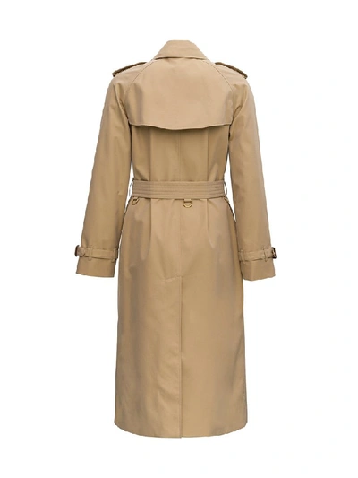 Shop Burberry Double Breasted Belted Waterloo Trench Coat In Beige