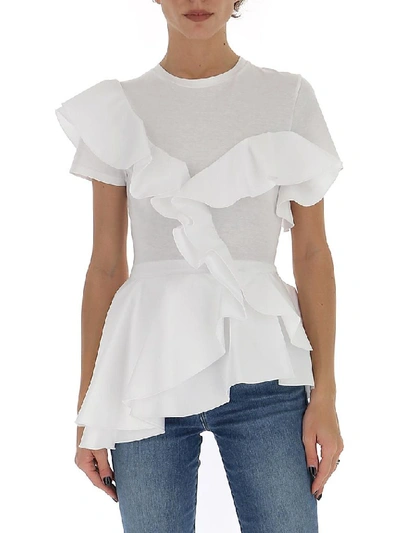 Shop Alexander Mcqueen Ruffled Peplum Top In White