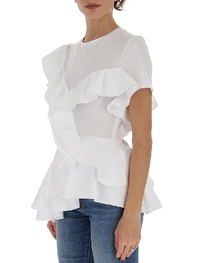 Shop Alexander Mcqueen Ruffled Peplum Top In White