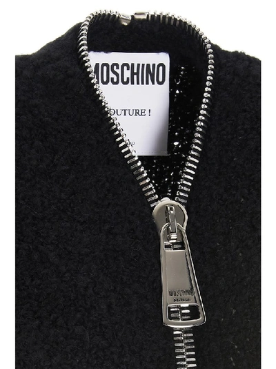 Shop Moschino Macro Zip Cardigan In Black