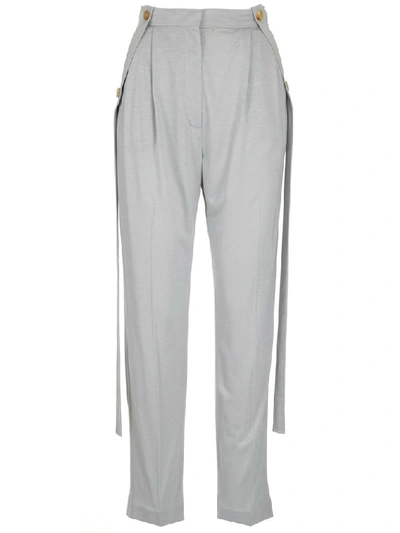 Shop Burberry Strap Detail Jersey Tailored Trousers In Grey