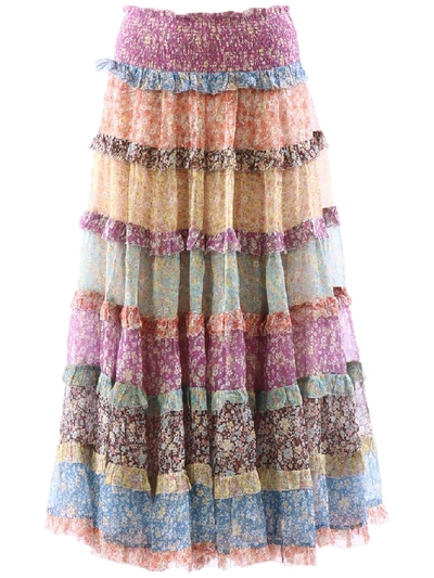 Shop Zimmermann Carnaby Tiered Skirt In Multi