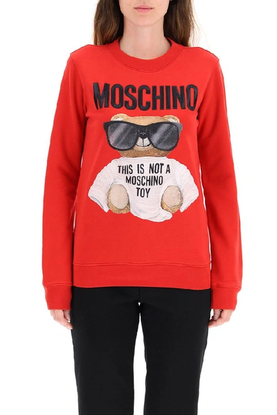 Shop Moschino Teddy Crewneck Pullover In Red