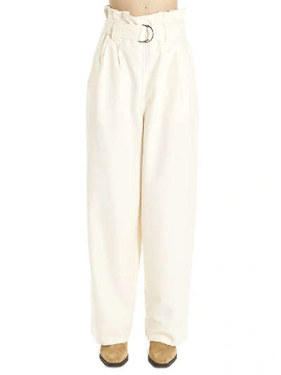 Shop Ganni Belted Pants In White