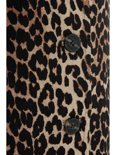 Shop Ganni Leopard Print Coat In Multi