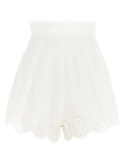 Shop Zimmermann Bellitude Scallop Shorts In White