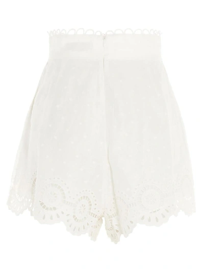 Shop Zimmermann Bellitude Scallop Shorts In White