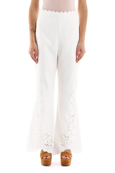 Shop Zimmermann Carnaby Scallop Pants In White