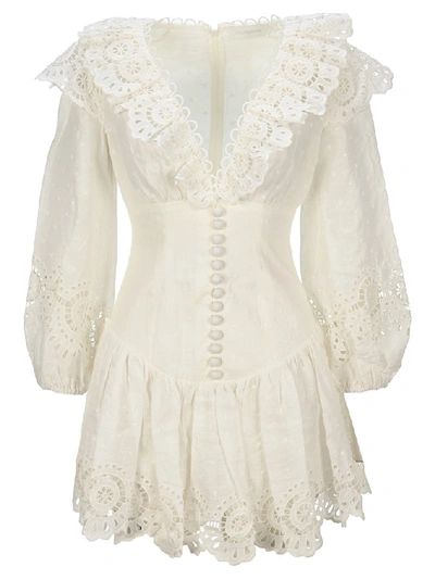 Shop Zimmermann Bellitude Scallop Mini Dress In White