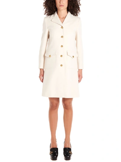 Shop Gucci Gg Single Breasted Coat In White