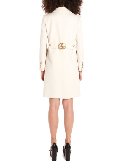 Shop Gucci Gg Single Breasted Coat In White