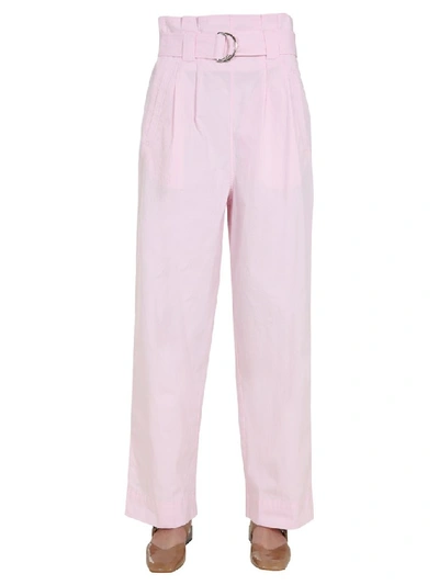 Shop Ganni Belted Pants In Pink