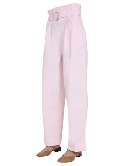 Shop Ganni Belted Pants In Pink