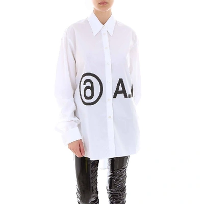 Shop Mm6 Maison Margiela Reversed Logo Shirt In White