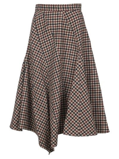 Shop Jw Anderson Asymmetric Checked Skirt In Multi