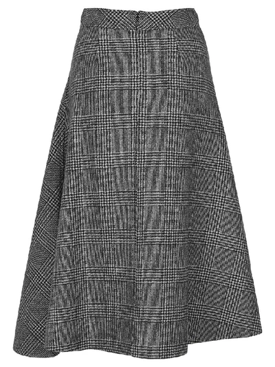 Shop Jw Anderson Flared Houndstooth Midi Skirt In Grey