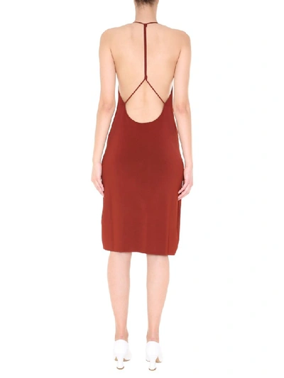 Shop Bottega Veneta Open Back Halter Dress In Red