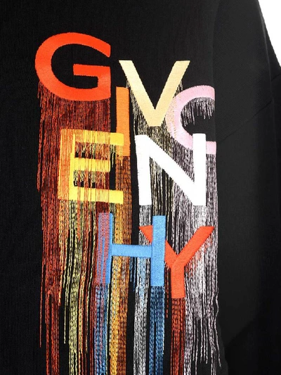 Shop Givenchy Logo Embroidered Hoodie In Black