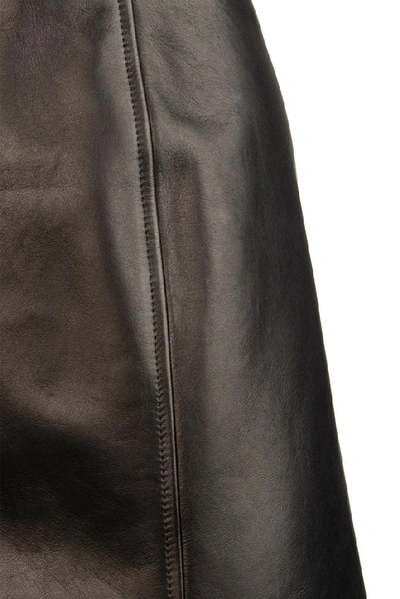 Shop Prada Leather Mini Skirt In Black