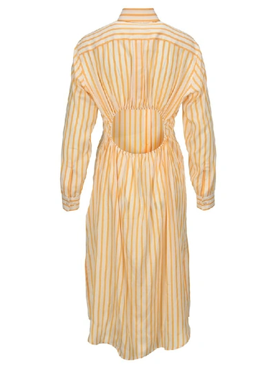 Shop Ferragamo Salvatore  Striped Dress In Yellow