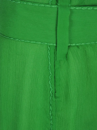 Shop Prada Sheer Belted Maxi Skirt In Green