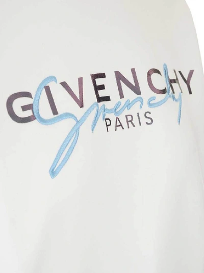 Shop Givenchy Logo Embroidered Hoodie In White