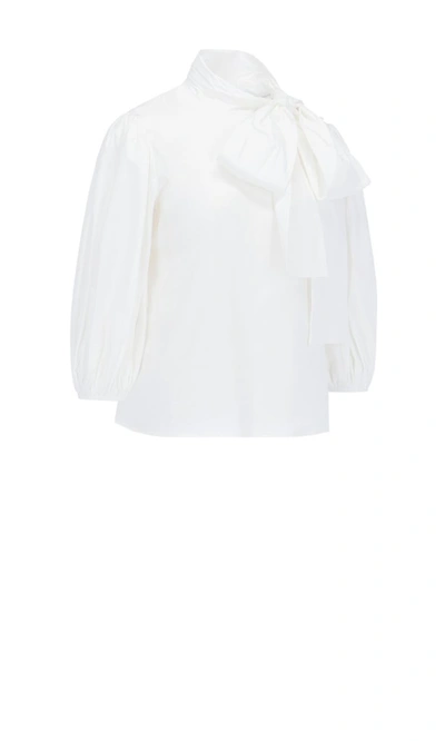 Shop Red Valentino Redvalentino Pussybow Poplin Blouse In White