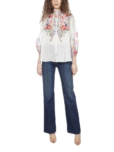 Shop Zimmermann Bellitude Floral Blouse In White