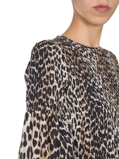 Shop Ganni Animal Print Mini Dress In Multi