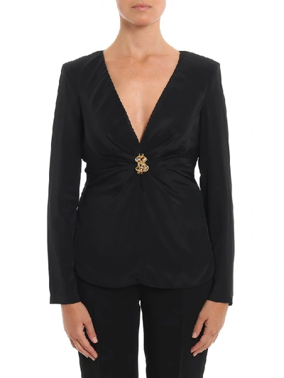 Shop Moschino Pendant Draped Blouse In Black