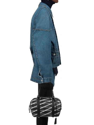 Shop Balenciaga Upside Down Denim Jacket In Blue